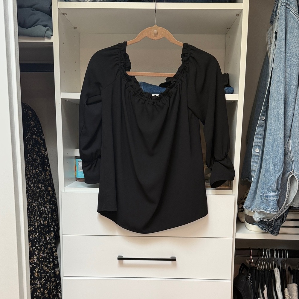 Lulu's Black Ruffle Blouse